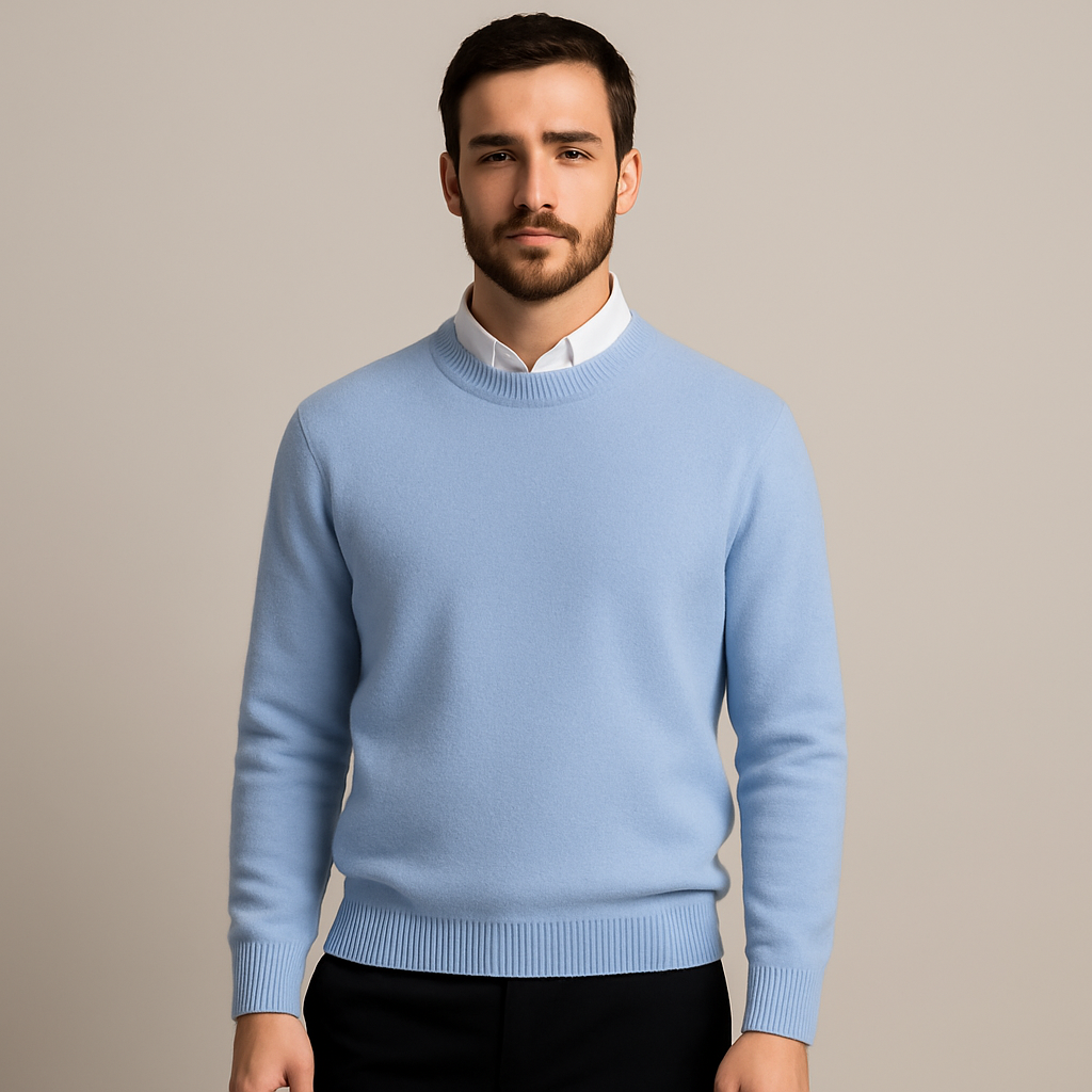 Men's oversized relaxed fit solid color pullover sweater, perfect for cozy winter fashion and layering.
