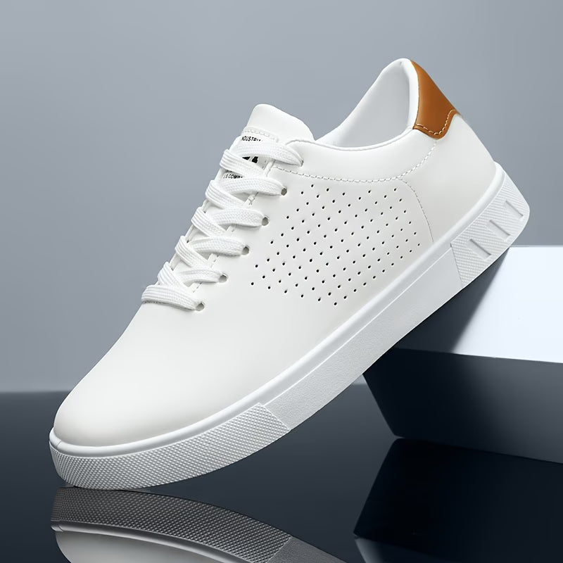 Stylish men's perforated athletic casual sneakers, ideal for comfortable city walking & versatile travel.