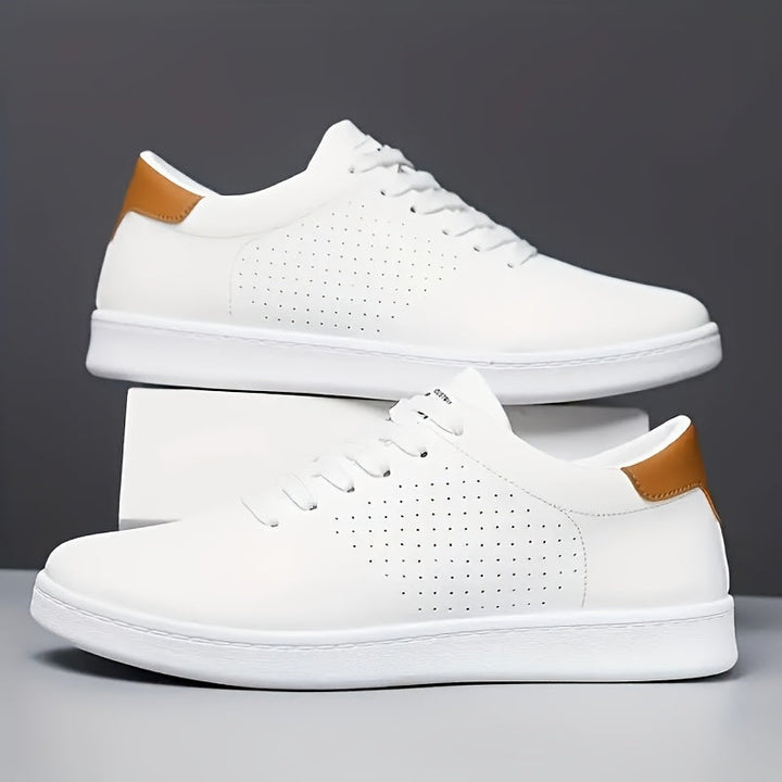 Breathable men's perforated everyday sneakers for comfortable city wear, travel, and long walks.