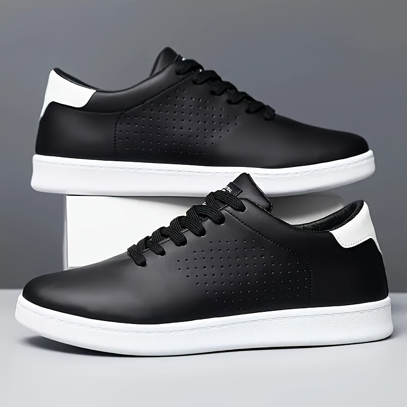 Men's casual perforated lace-up sneakers. Comfortable everyday footwear for city, travel, & daily use.