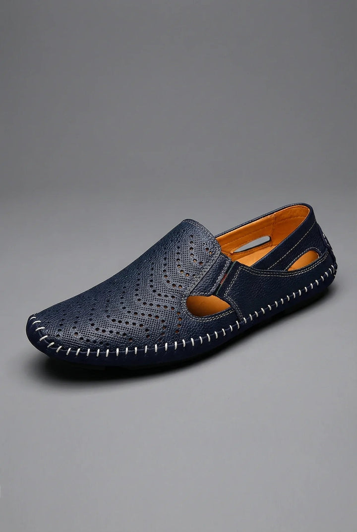 Men's perforated slip-on loafers, perfect for smart-casual summer style & everyday comfort.