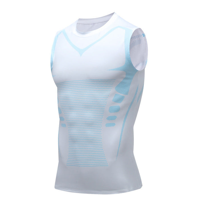 Supportive men's athletic compression tank top, ideal base layer for fitness & performance. Breathable fabric.