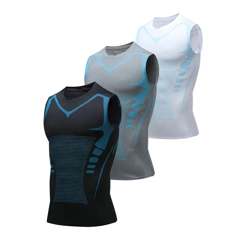 Men's supportive compression tank top, breathable activewear for peak athletic performance & fitness comfort.