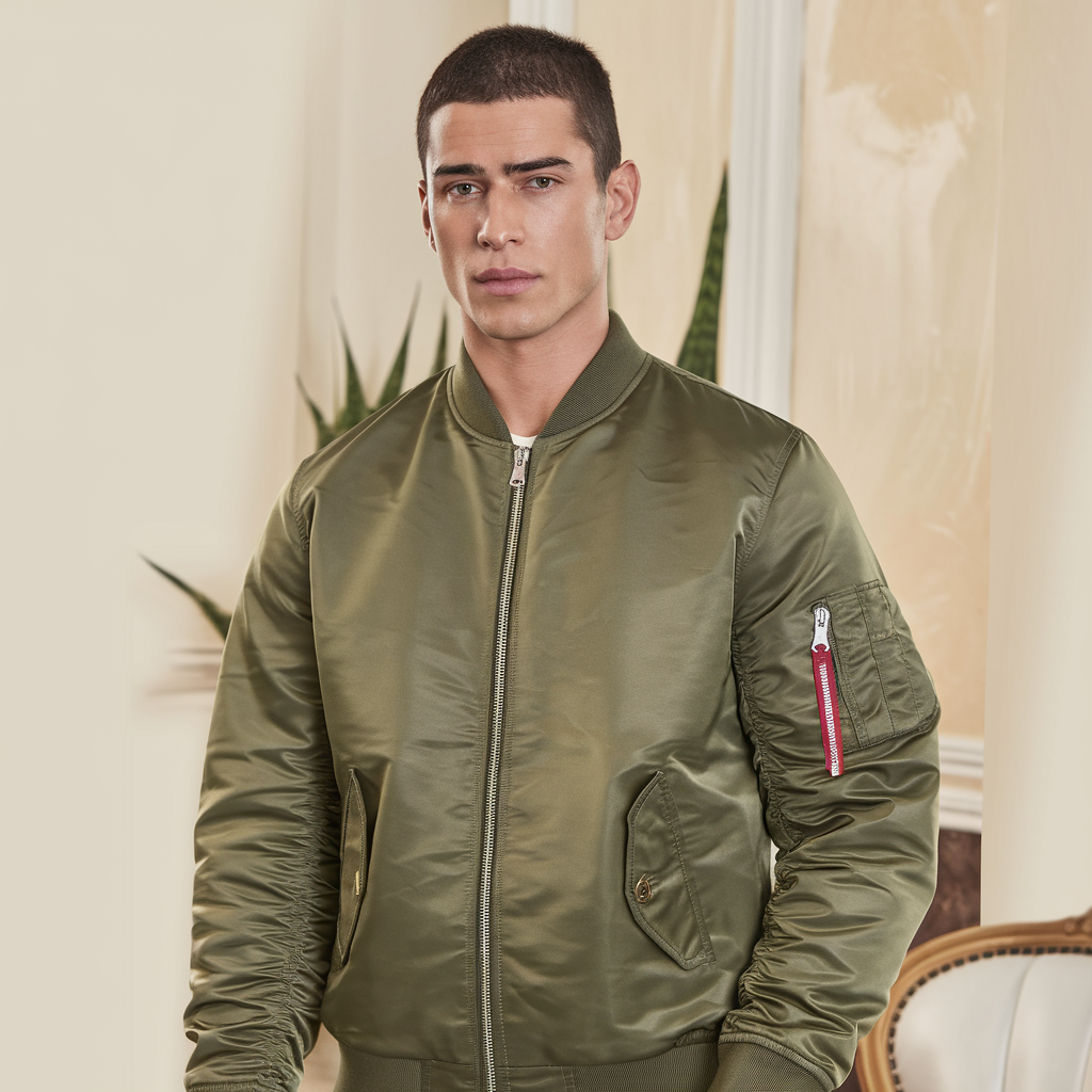 Stylish men's pilot bomber jacket, a versatile autumn & winter fashion coat for casual wear.