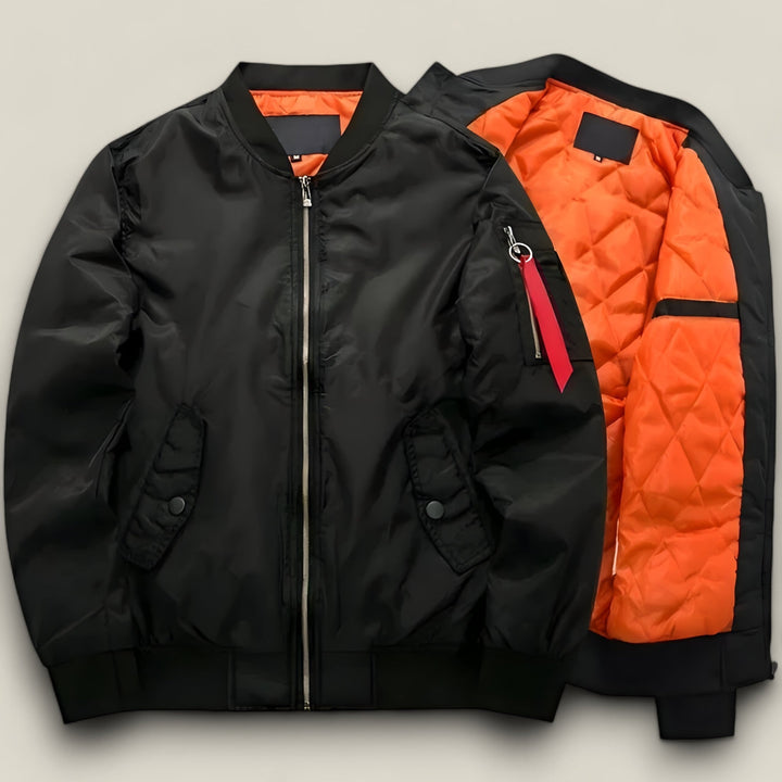 Casual men's warm flight jacket, perfect autumn outerwear. Zip-up pilot style for winter comfort.