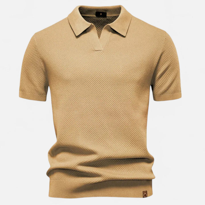 Men's pineapple print polo shirt, short sleeve, blue with white pineapples, for casual summer style.