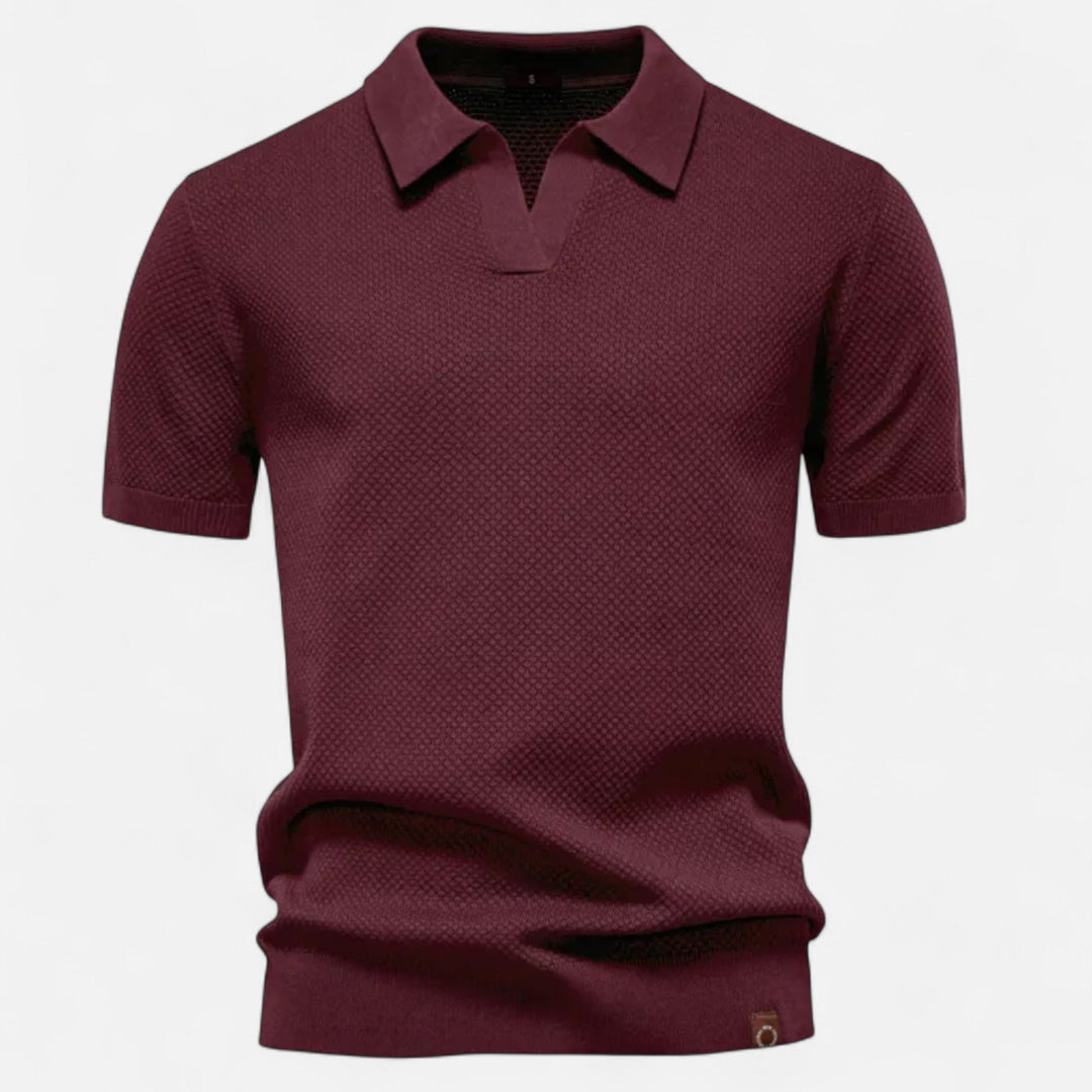Soft, breathable men's short sleeve polo shirt with a fun pineapple print, ideal for comfortable everyday wear.