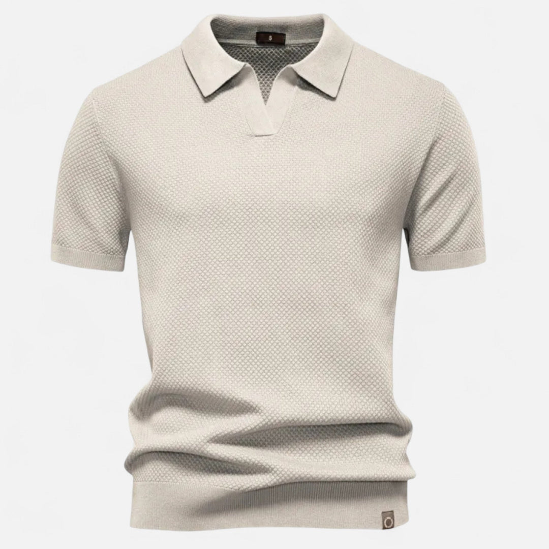 Men's pineapple print polo shirt paired with shorts, showcasing a complete summer casual outfit.