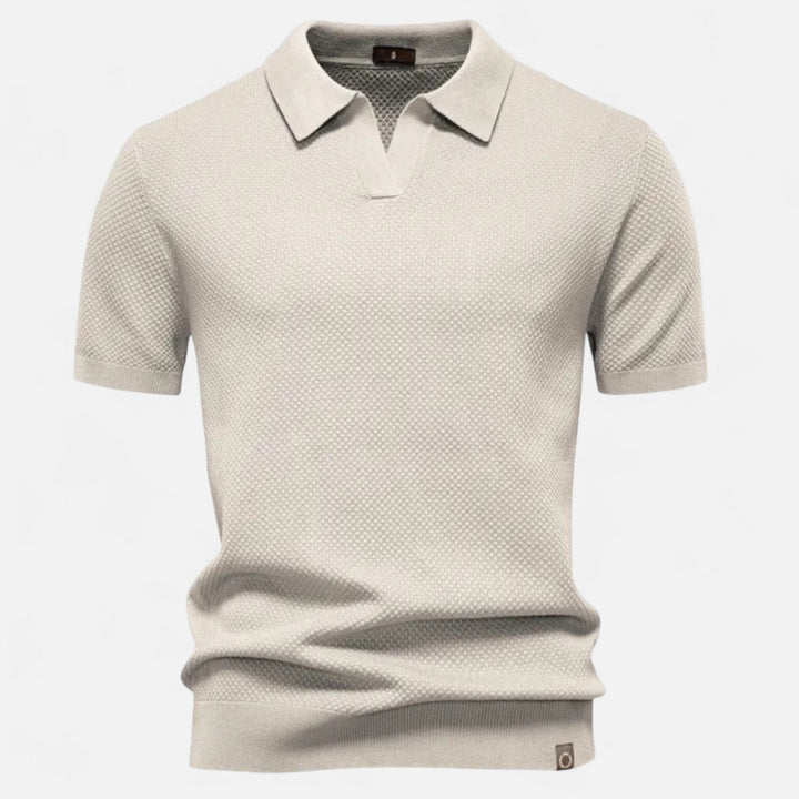 Men's pineapple print polo shirt paired with shorts, showcasing a complete summer casual outfit.