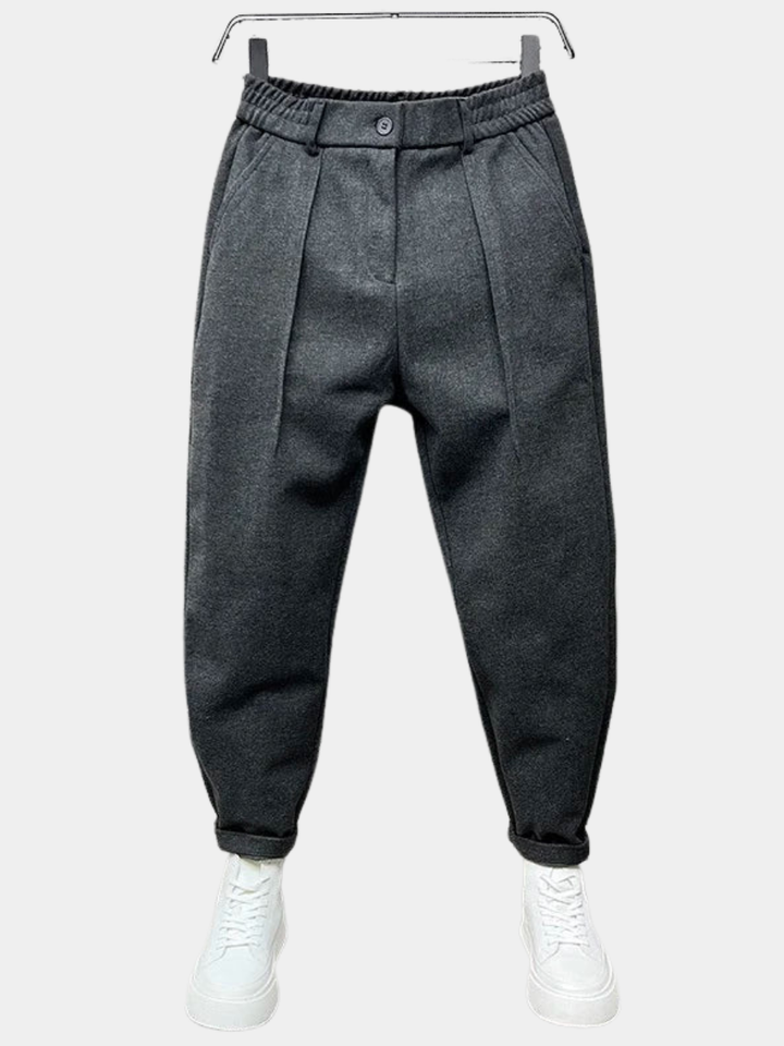 Stylish men's pleated tapered trousers. Relaxed fit offers all-day comfort for versatile everyday wear.