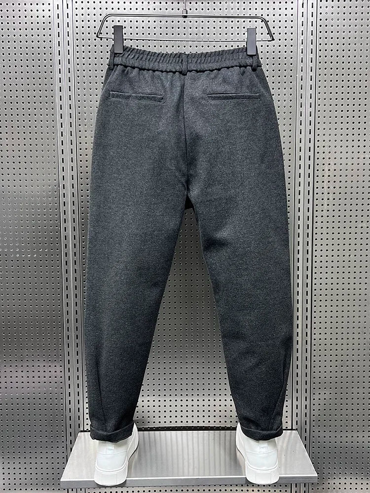 Men's comfortable pleated tapered trousers, showcasing relaxed fit for versatile everyday & smart casual style.