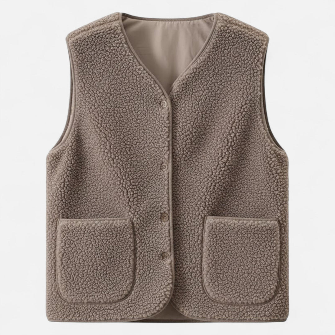 Soft plush knit men's vest, offering a luxurious cashmere-style feel. Perfect for adding comfort and style.