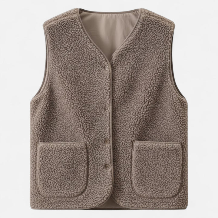 Soft plush knit men's vest, offering a luxurious cashmere-style feel. Perfect for adding comfort and style.