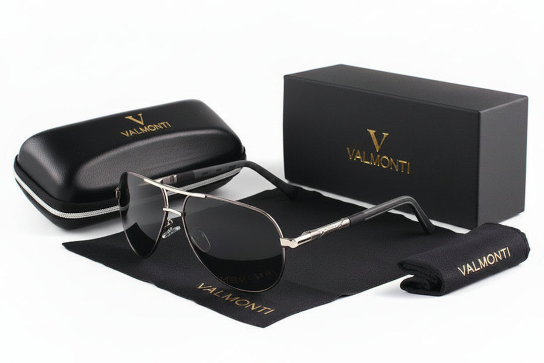 Stylish men's polarized aviator sunglasses with lightweight metal frame, perfect for driving, outdoor & daily fashion.