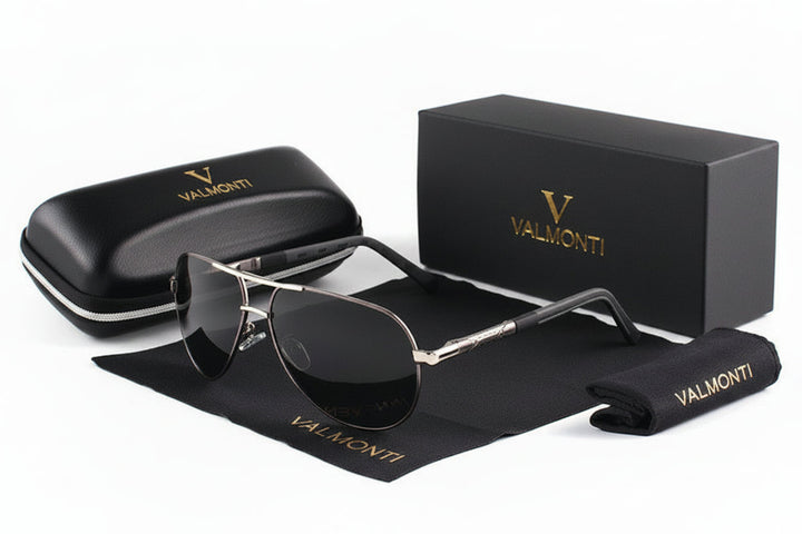 Stylish men's polarized aviator sunglasses with lightweight metal frame, perfect for driving, outdoor & daily fashion.