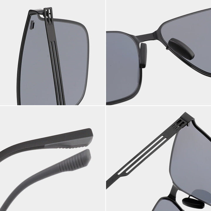 Men's driving glasses: polarized square frame sunglasses for glare reduction and clear vision.