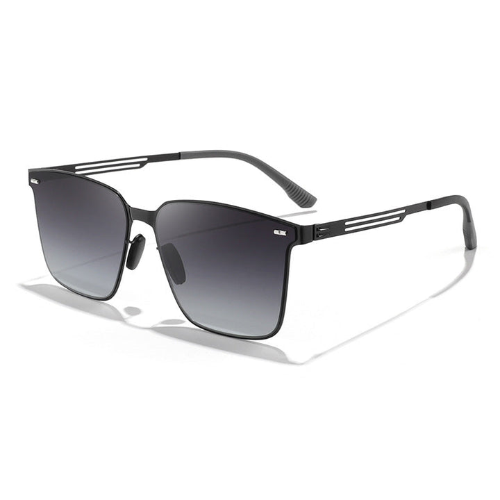 Fashionable men's square frame polarized sunglasses with UV protection for outdoor activities.
