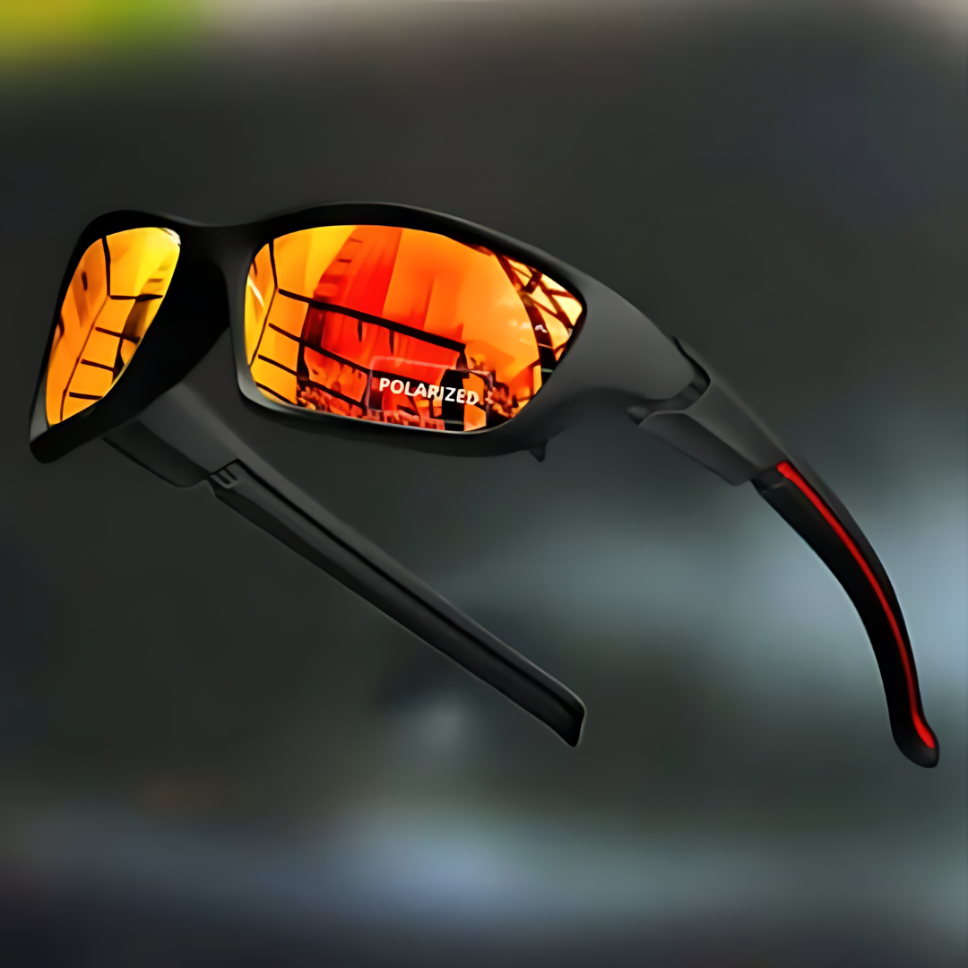 Men's polarized wraparound sports sunglasses for outdoor activities, offering UV400 protection & glare reduction.