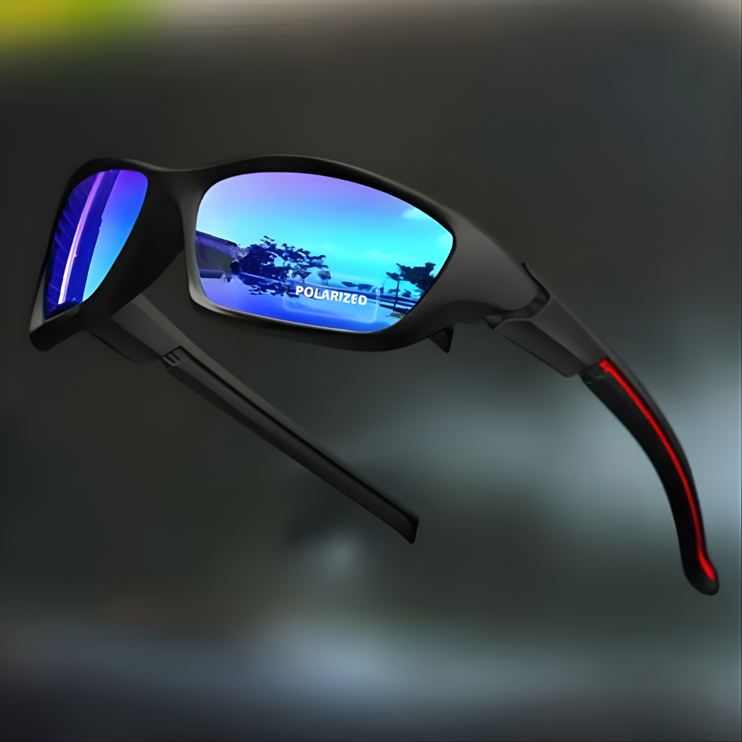 Active men's polarized wraparound sports sunglasses, ideal for outdoor protection and glare reduction.