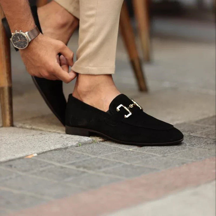 Elegant men's polished horsebit dress shoes. Comfortable smart casual loafers for office or formal occasions.