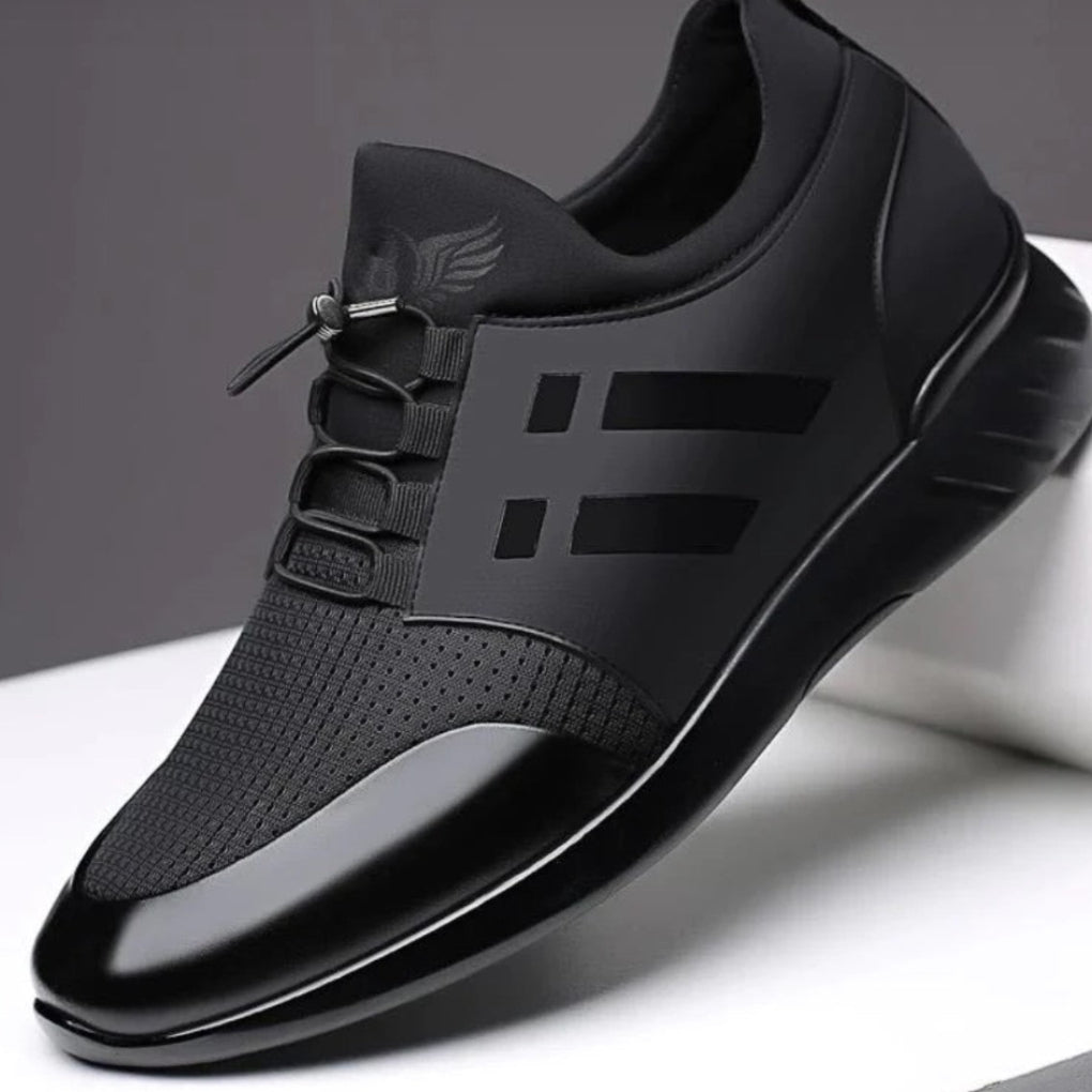 Men's premium black leather slip-on loafers, perfect for comfortable office wear, casual outfits, or everyday style.