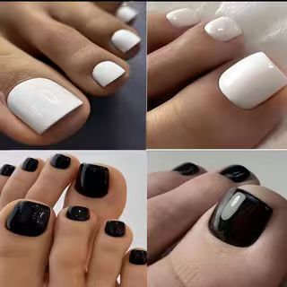 Stylish men's black false toenails, press-on for a quick & modern instant pedicure. Perfect for men's grooming.