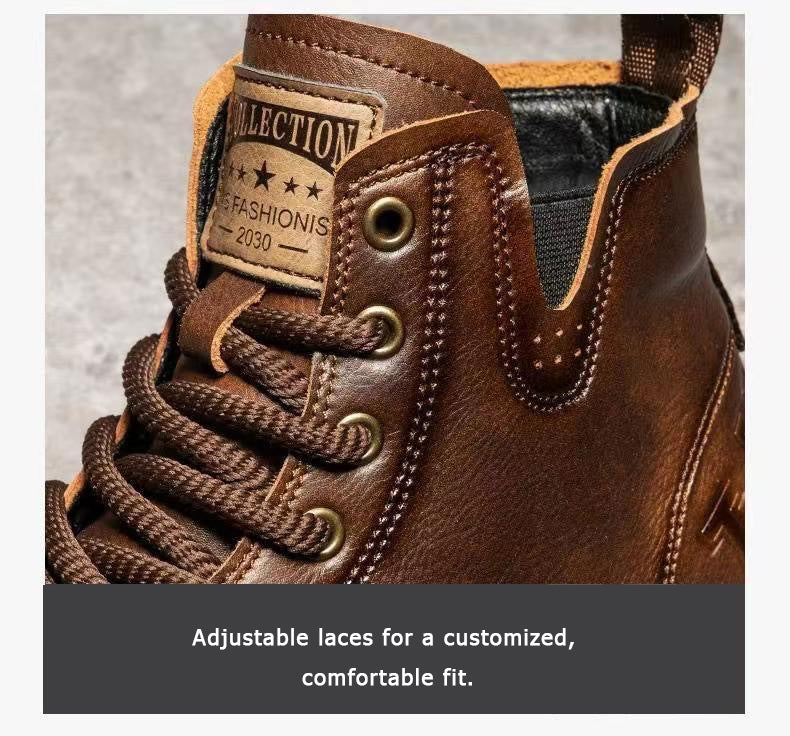 Durable men's work boots, slip-on design, anti-slip. Premium comfort for demanding jobs.