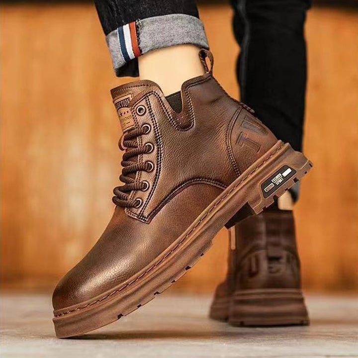 Premium durable men's slip-on work boots. Black, anti-slip & comfortable for long-lasting wear.