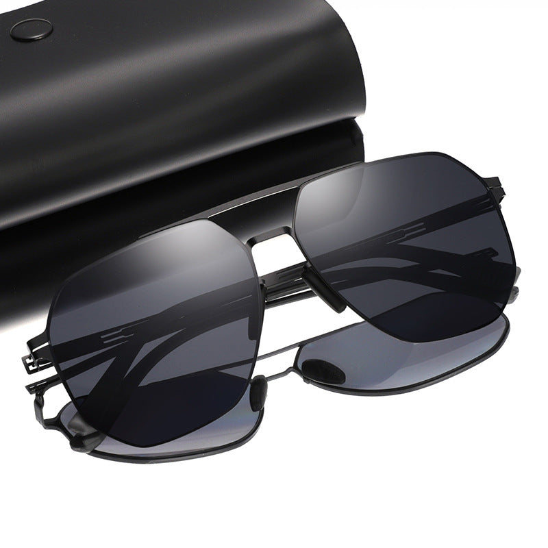 Modern men's geometric frame sunglasses, lightweight and fashionable for daily wear.