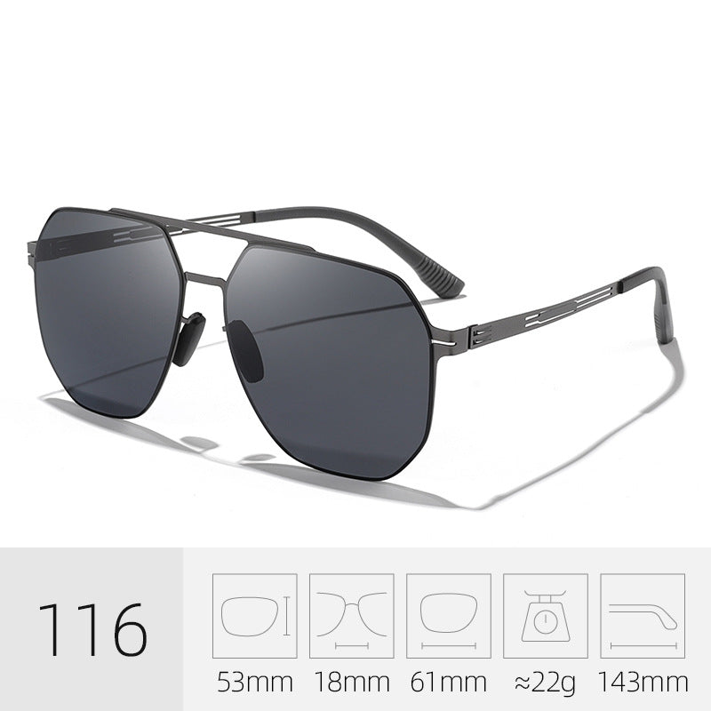 Lightweight men's geometric frame sunglasses, durable and comfortable eyewear with UV protection.