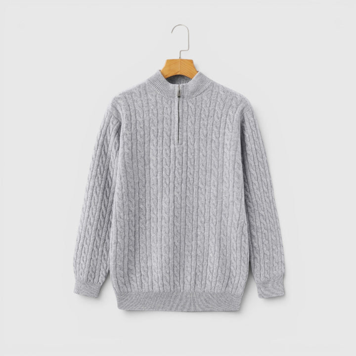 Men's versatile half zip pullover, warm knit, perfect for comfortable casual or formal layering.