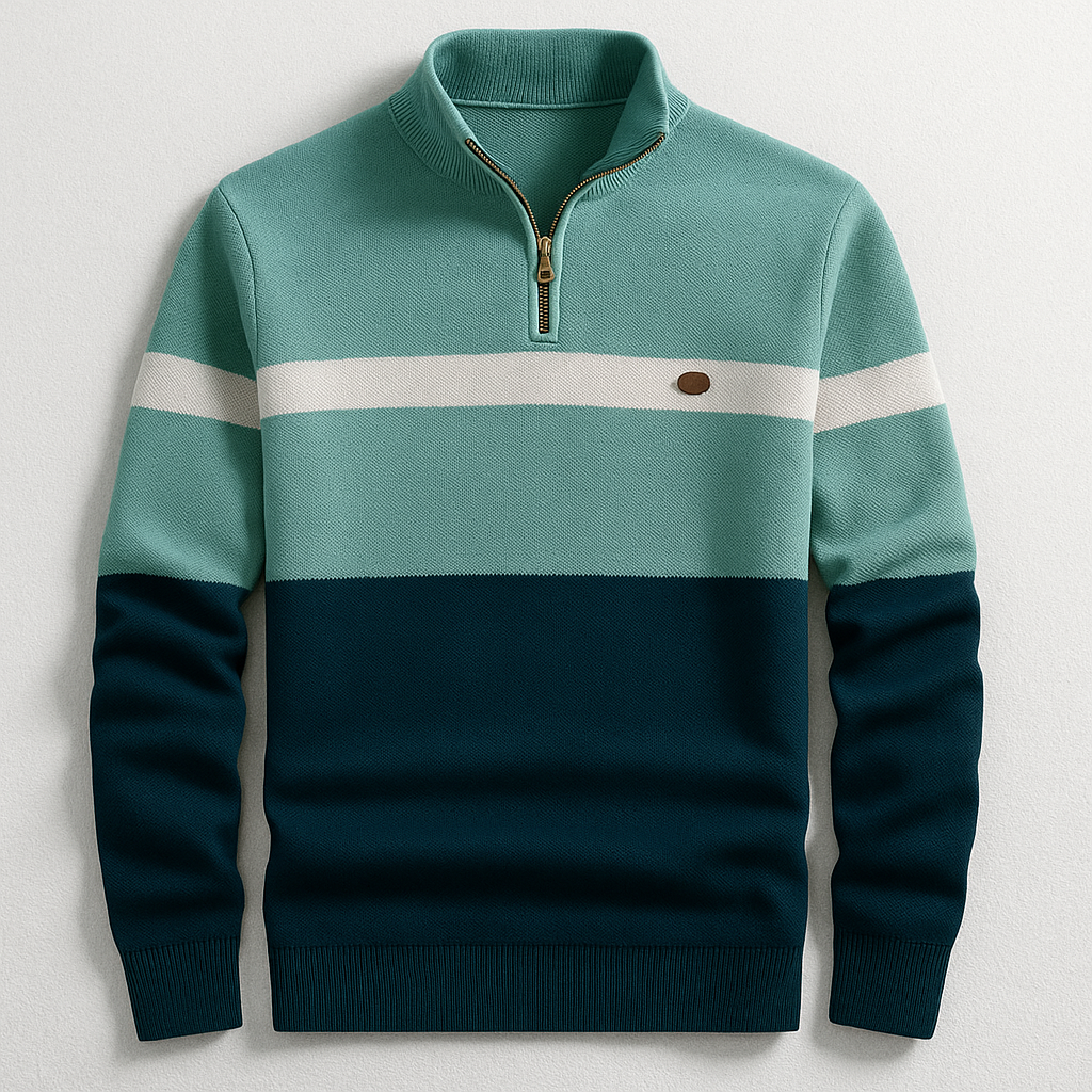Comfortable men's heritage knit quarter-zip pullover in soft cotton, ideal for everyday casual wear. Premium quality.