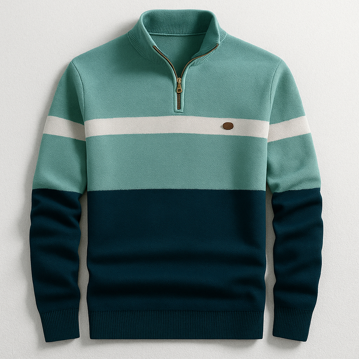 Comfortable men's heritage knit quarter-zip pullover in soft cotton, ideal for everyday casual wear. Premium quality.