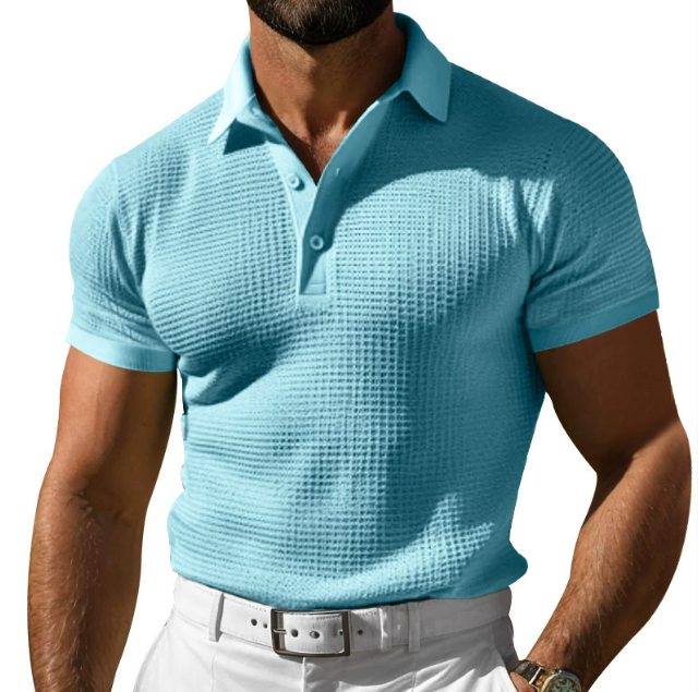Classic men's knit polo shirt, vintage style with a tailored fit, perfect for everyday smart casual fashion.