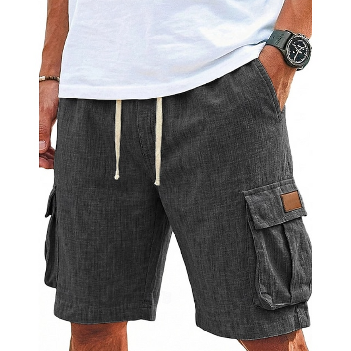 Men's premium lace waistband summer cargo shorts for casual wear. Relaxed fit utility shorts perfect for travel & outdoor.