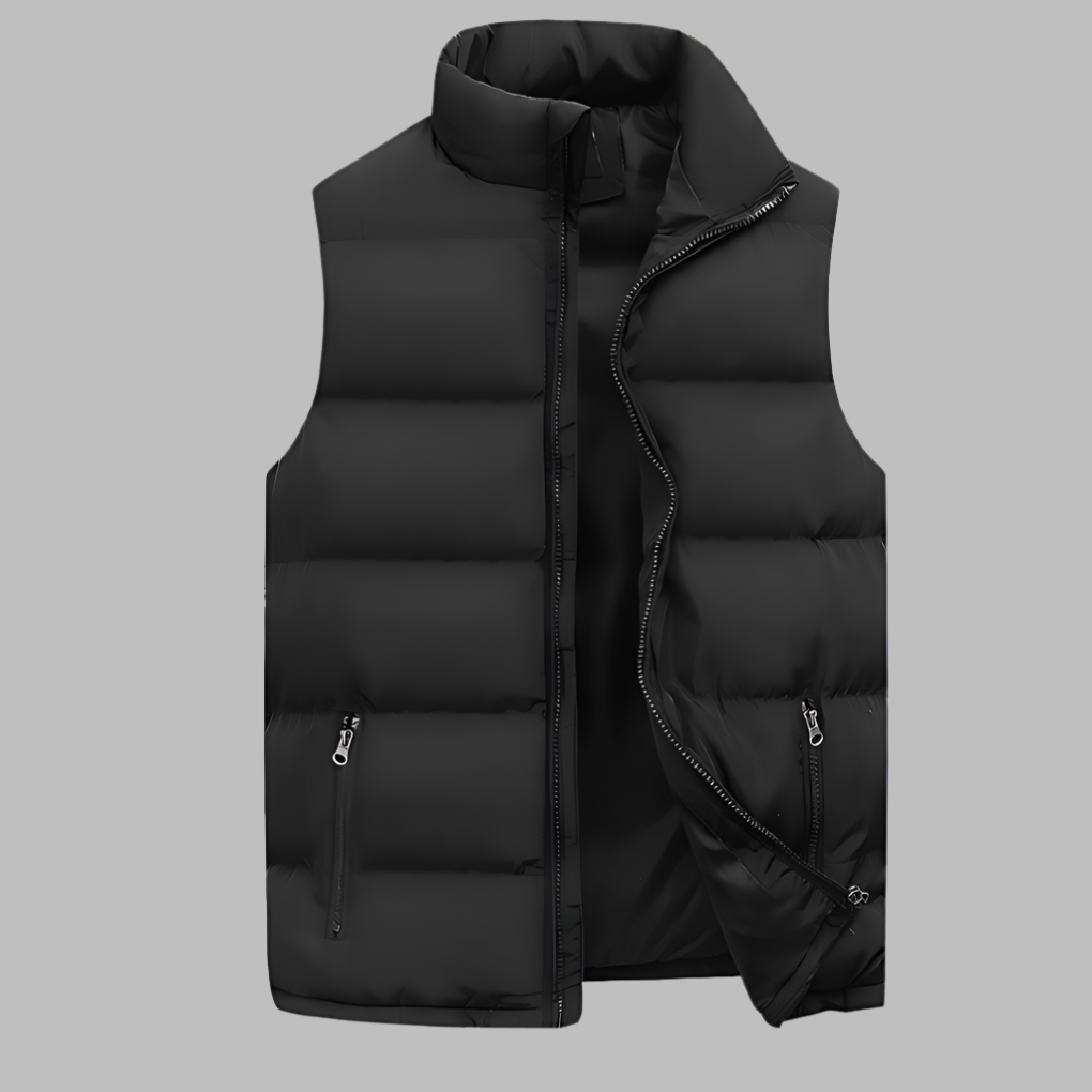 Men's premium quilted bodywarmer vest in dark grey, ideal for autumn & winter layering or casual outerwear.
