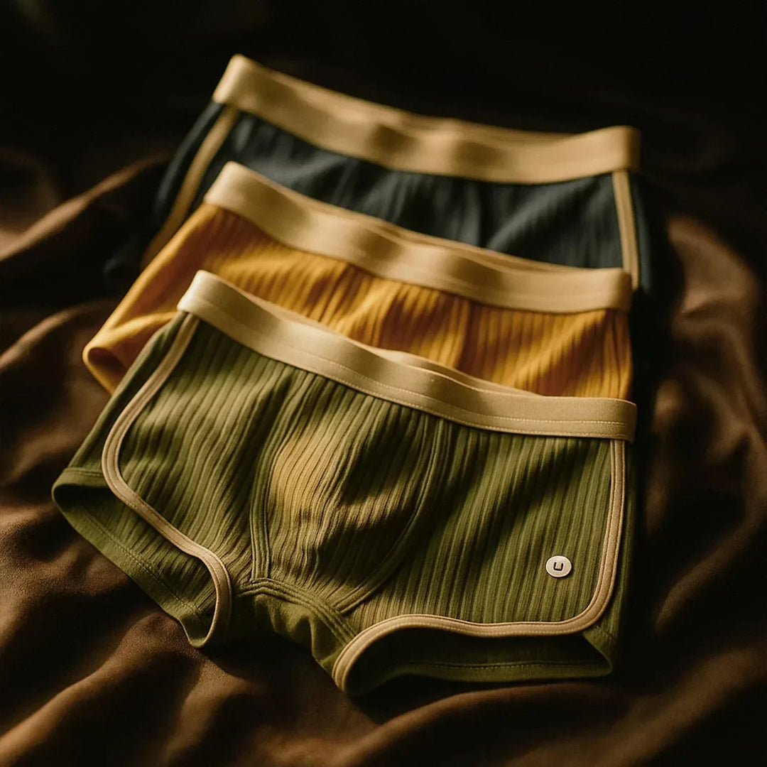 Men's premium ribbed boxer shorts set, designed for ultimate comfort and daily wear. Soft, flexible, and supportive underwear.