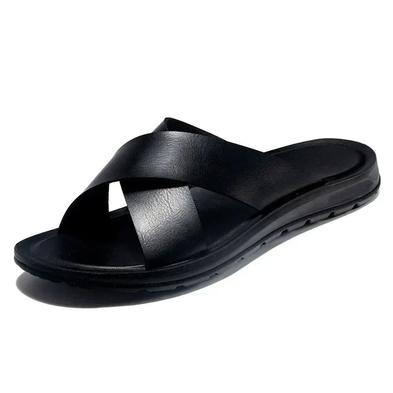 Men's premium slip-on sandals, comfortable summer casual footwear for everyday wear.