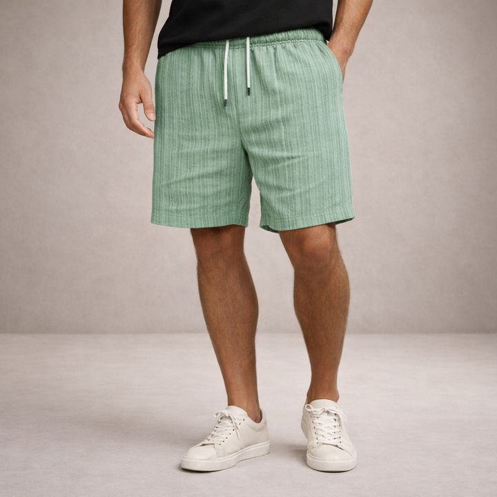 Lightweight men's summer shorts, unique print, elastic drawstring waist. Perfect for beach & casual outings.
