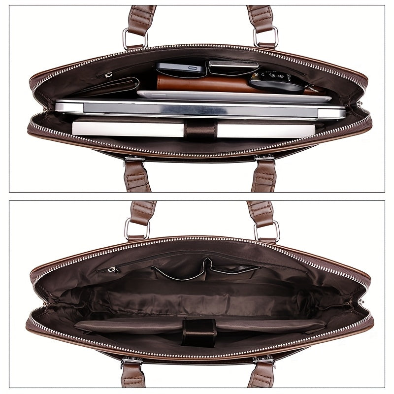 Functional men's business briefcase & pouch set, perfect for office, travel, and daily professional essentials.