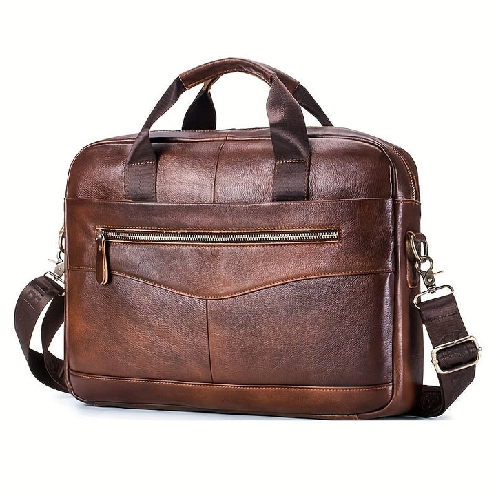 Men's professional laptop briefcase for work, business travel, and daily commute. Executive style office bag.