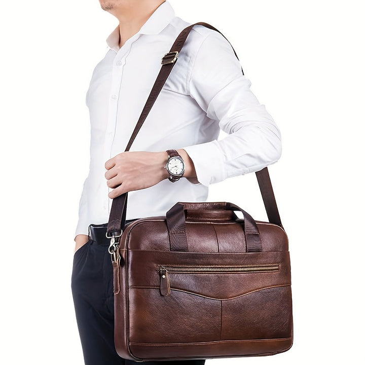 Sleek men's executive laptop briefcase, perfect for professional work, business travel, and office organization.