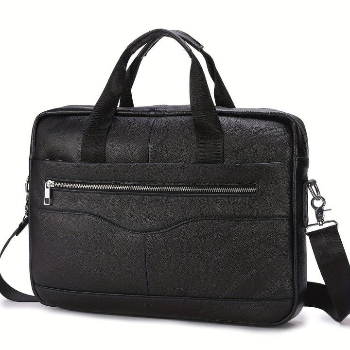Stylish men's professional laptop briefcase with comfortable handles & shoulder strap. Ideal for work & travel.