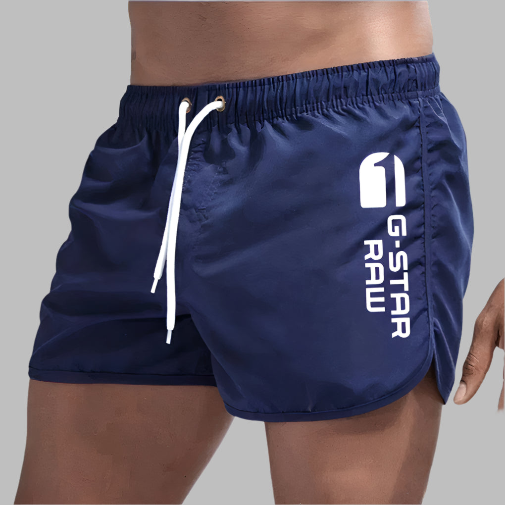 Performance men's quick-dry athletic swim trunks for beach, pool, and active summer swimwear.