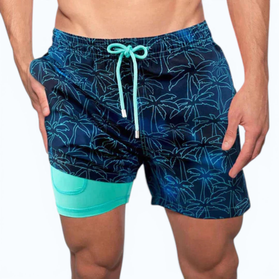 Men's quick-dry compression swim shorts, perfect for summer beachwear & active fun.