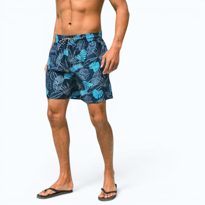 Athletic men's compression quick-dry swim shorts, great for poolside, beach & summer activewear.
