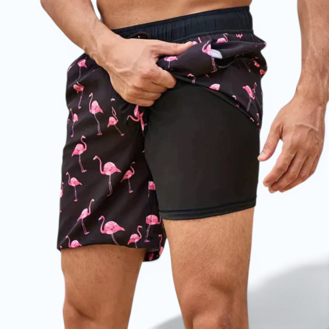 Athletic men's quick-dry compression swim shorts for summer activewear, beach, and poolside comfort.
