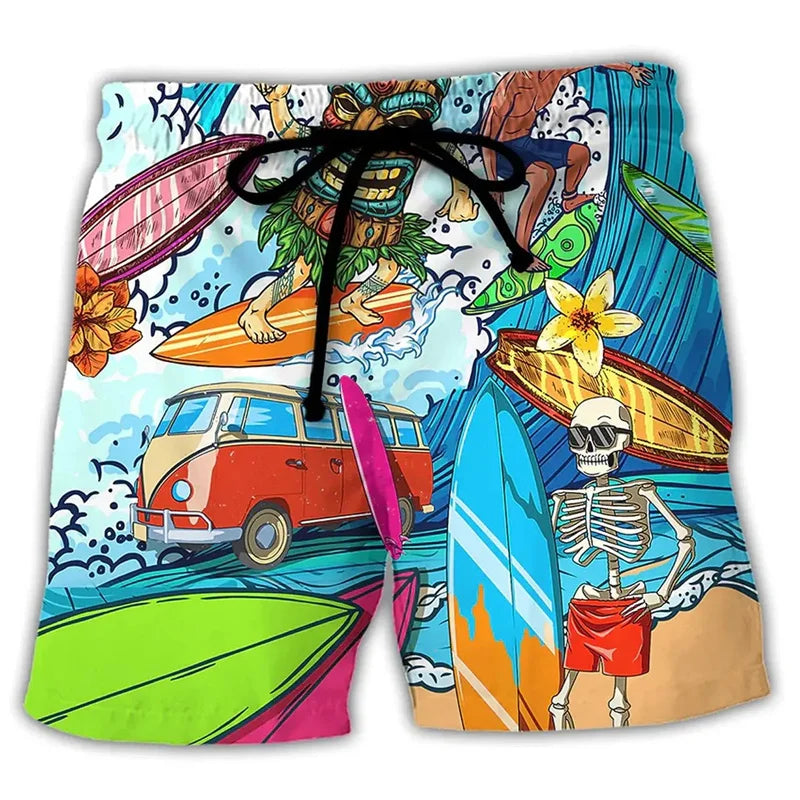 Men's quick-dry graffiti swim shorts for active summer beach days and stylish poolside lounging.