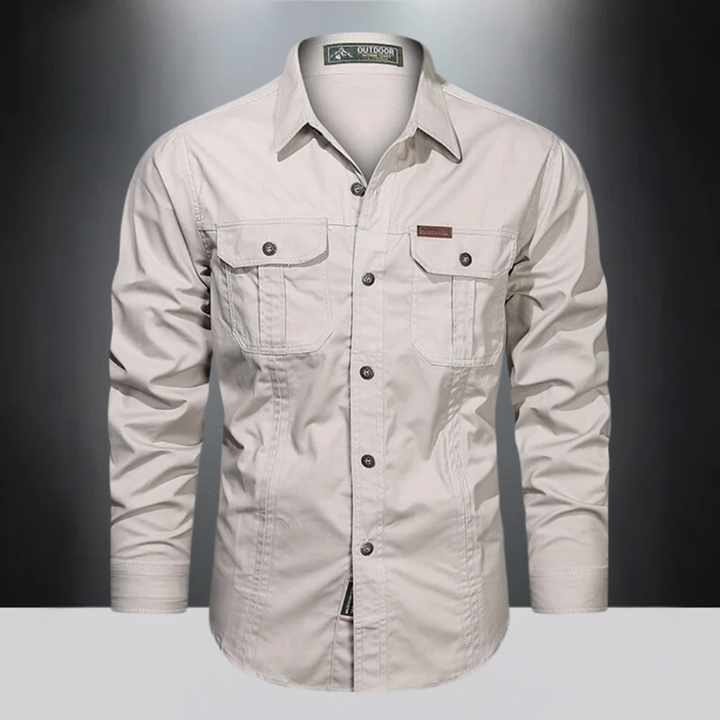 Men's quick-dry long-sleeve hiking shirt, ideal for outdoor adventures and travel.