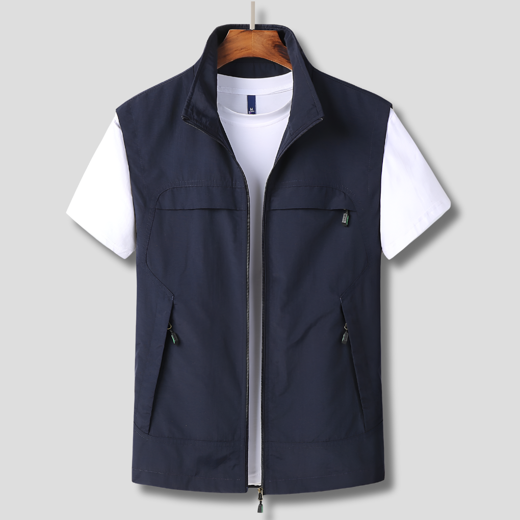 Men's quick-dry outdoor vest, lightweight & breathable, ideal for hiking, travel, or summer adventures.